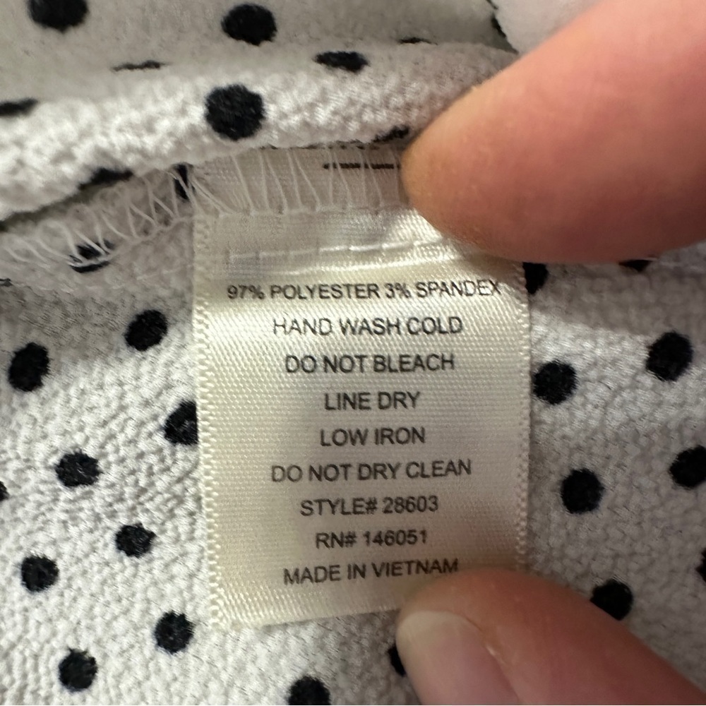 Monteau Polka Dot white and black Faux Wrap Shirt Top Blouse size Large - Picture 5 of 9